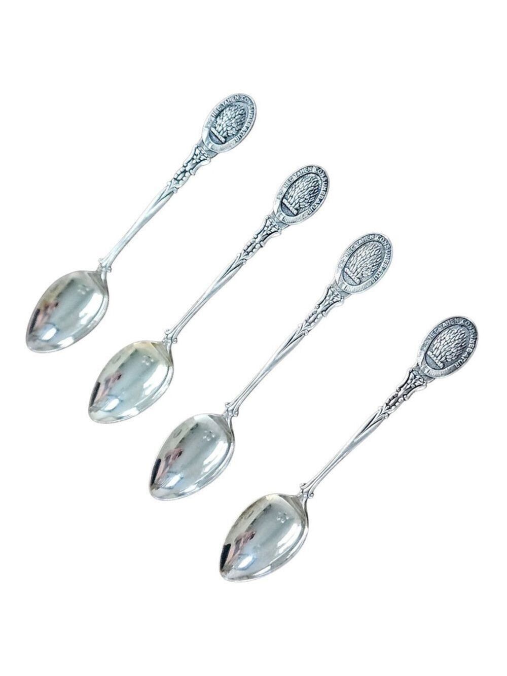 Vintage Set of 4 EPNS Demitasse Spoons 4.5"  "Nec Tamen Consumebatur"